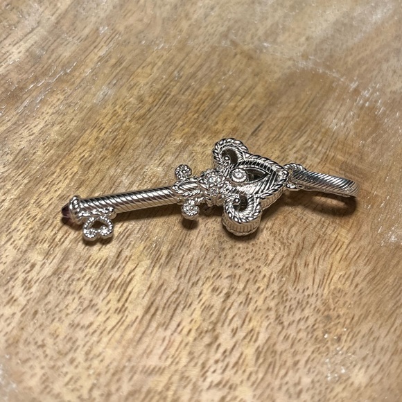 Judith Ripka Sterling Silver CZ Amethyst Fleur-de-lis Key Enhancer Pendant - Picture 6 of 16